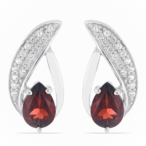 BUY NATURAL GARNET GEMSTONE EARRINGS IN 925 STERLING SILVER